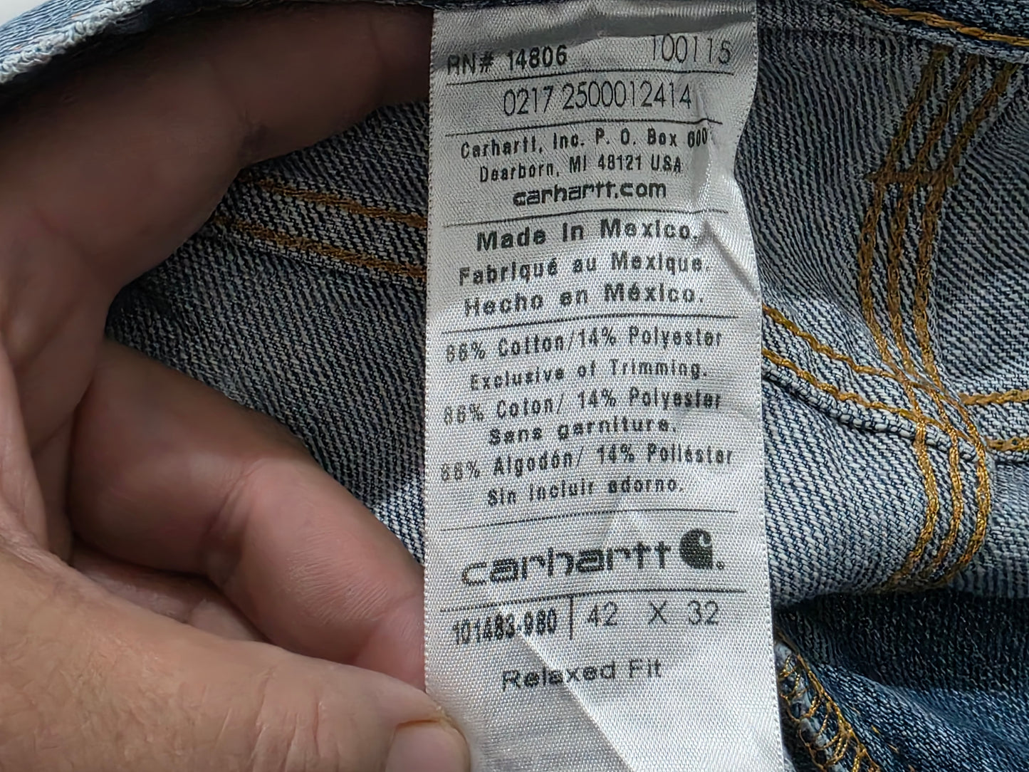 Pantalon Carhartt 42x32 Azul Claro Relaxed Fit