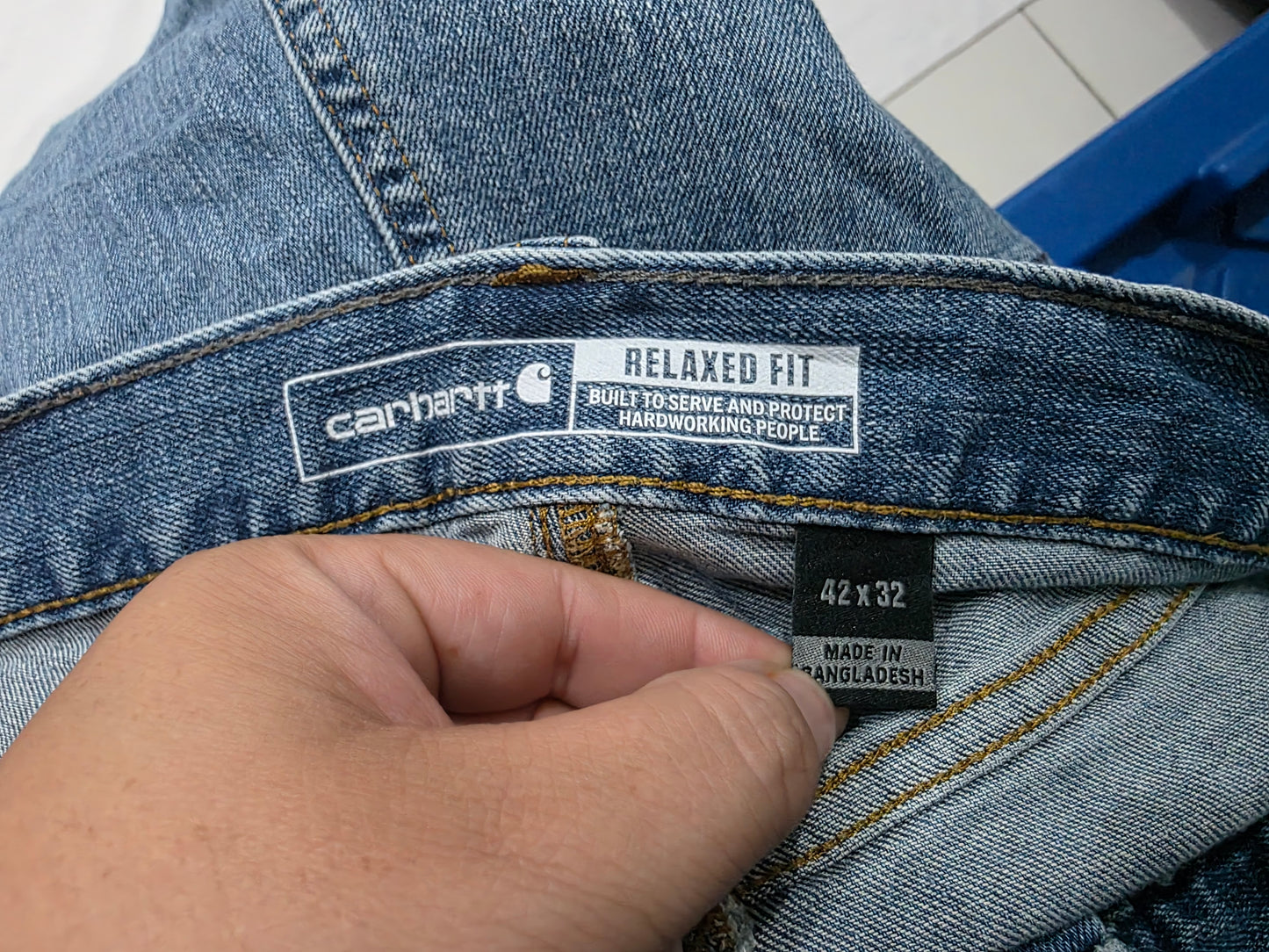 Pantalon Carhartt 42x32 Azul Deslavado Relaxed