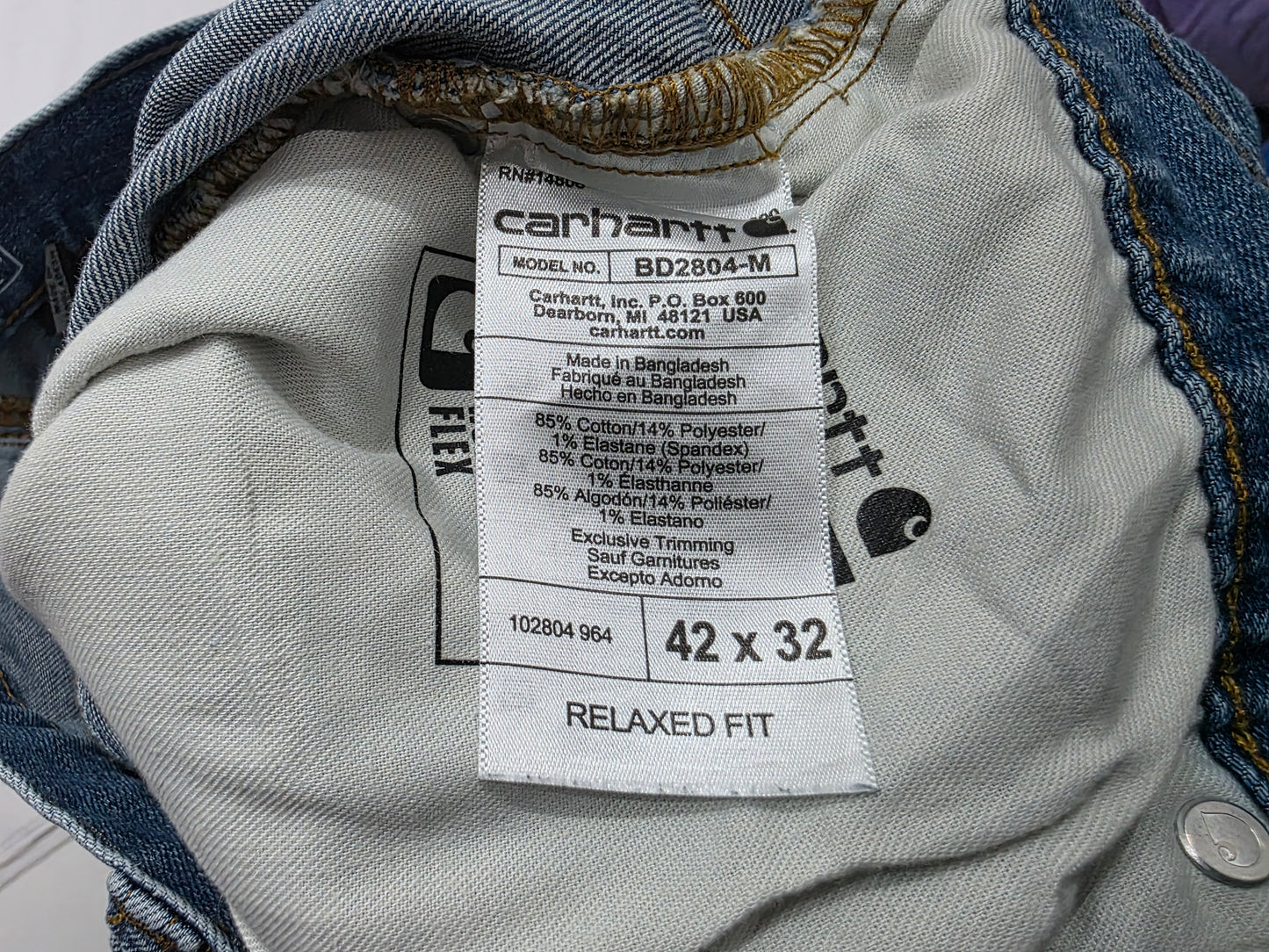 Pantalon Carhartt 42x32 Azul Deslavado Relaxed
