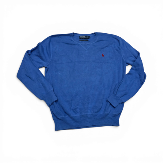 Sueter Ralph Lauren Chico S Azul Deslavado Pony Rojo