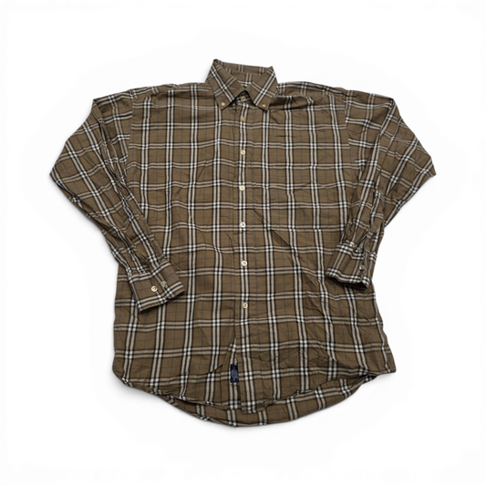 Camisa Burberry Chico S Cafe Y Blanco Cuadro