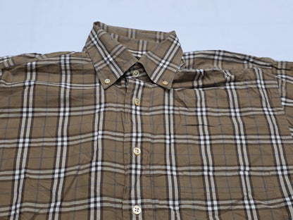 Camisa Burberry Chico S Cafe Y Blanco Cuadro