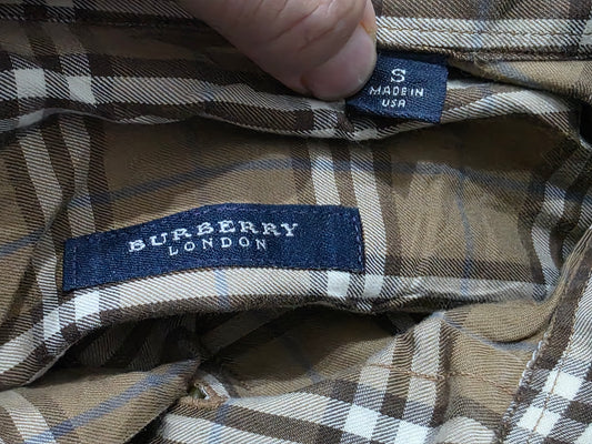 Camisa Burberry Chico S Cafe Y Blanco Cuadro