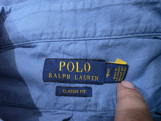 Camisa Ralph Lauren Chico S Classic Fit Azul Metalico