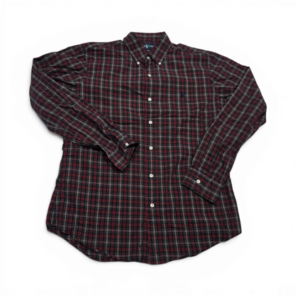 Camisa Ralph Lauren Mediana M Cuadro Rojo Y Negro Custom Fit