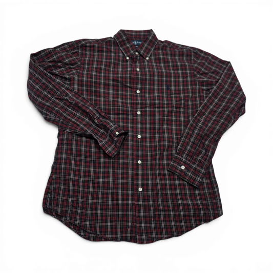 Camisa Ralph Lauren Mediana M Cuadro Rojo Y Negro Custom Fit