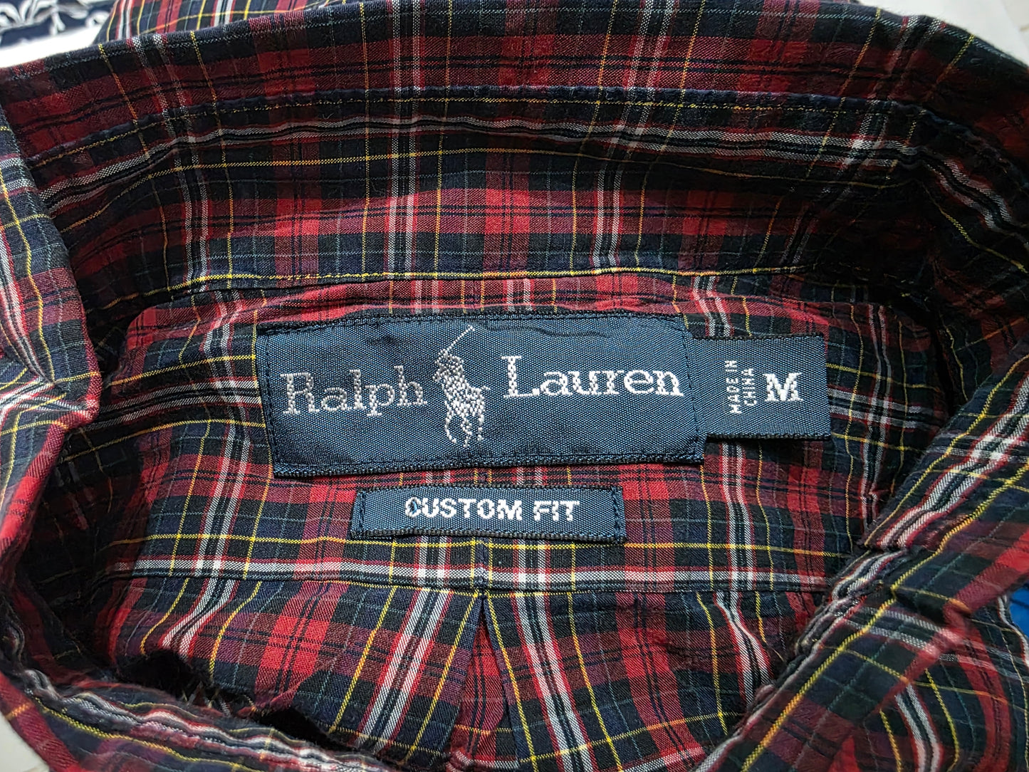 Camisa Ralph Lauren Mediana M Cuadro Rojo Y Negro Custom Fit