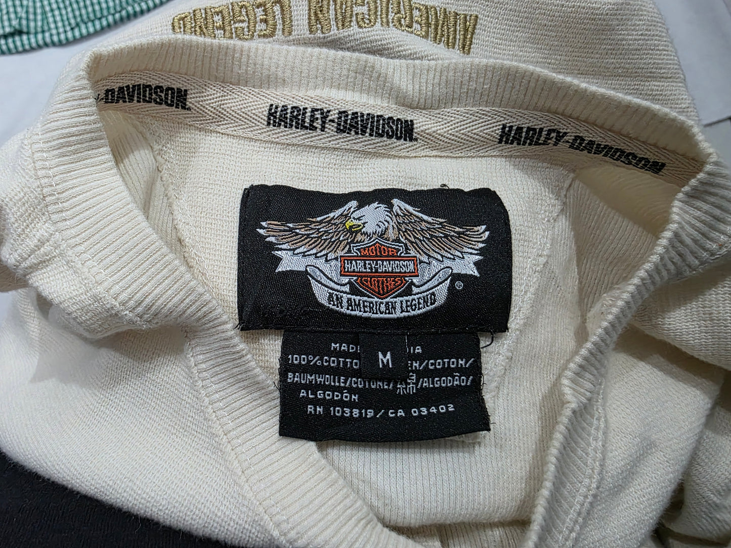 Playera Harley Davidson Mediana M Beige Manga Larga