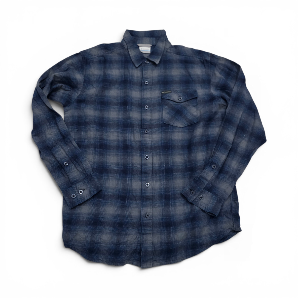 Camisa Columbia Mediana M Cuadro Azul Y Gris