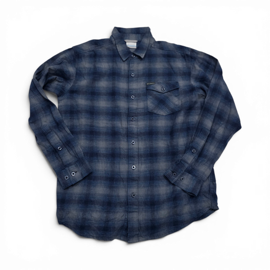Camisa Columbia Mediana M Cuadro Azul Y Gris