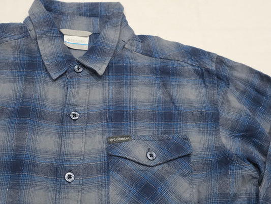 Camisa Columbia Mediana M Cuadro Azul Y Gris