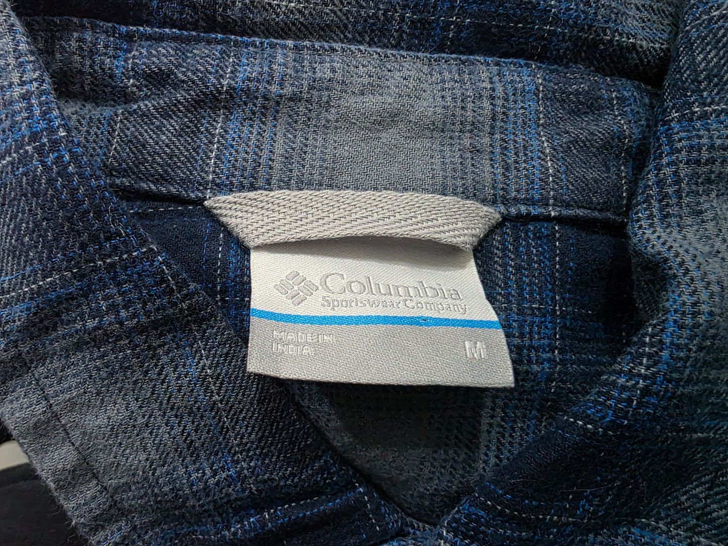 Camisa Columbia Mediana M Cuadro Azul Y Gris