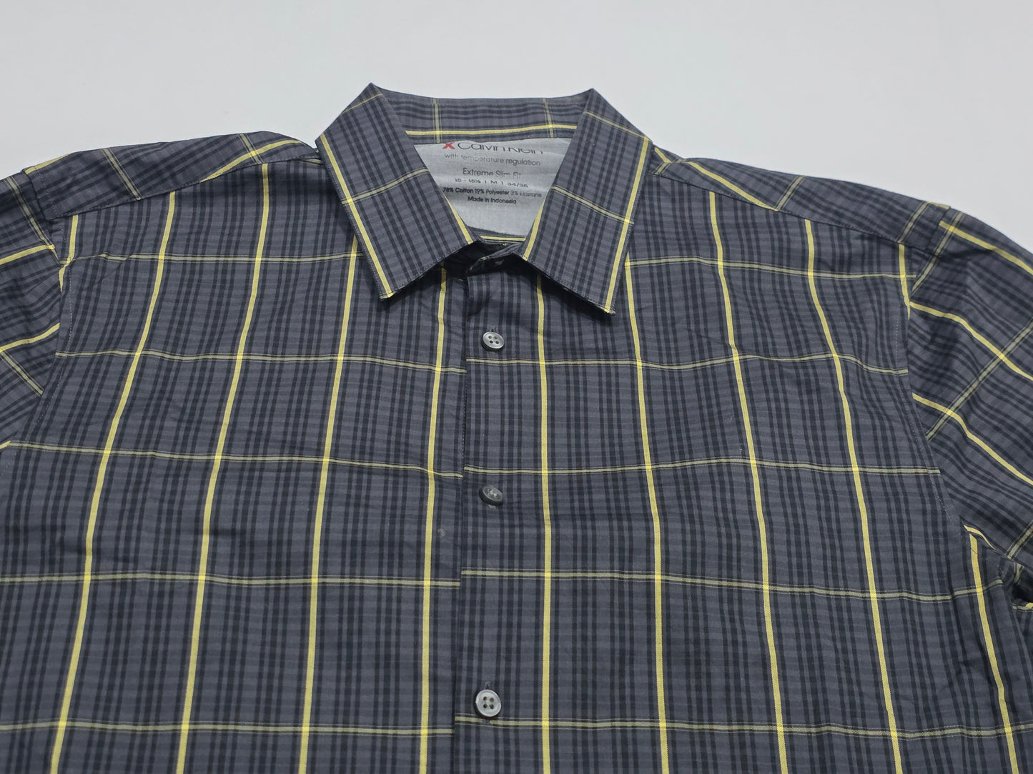 Camisa Calvin Klein Mediana M Cuadro Gris Y Negro