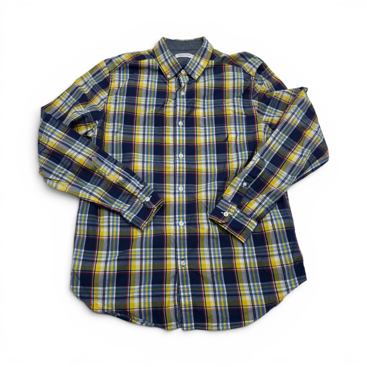 Camisa Nautica Mediana M Cuadro Azul Y Amarillo