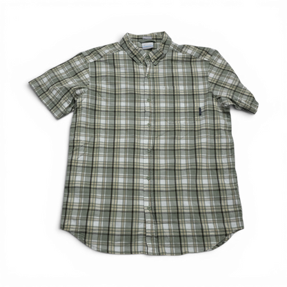 Camisa Columbia Mediana M Cuadro Verde Manga Corta