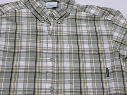 Camisa Columbia Mediana M Cuadro Verde Manga Corta