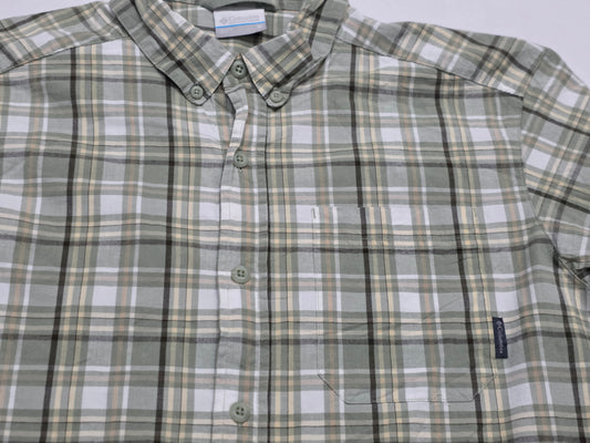 Camisa Columbia Mediana M Cuadro Verde Manga Corta