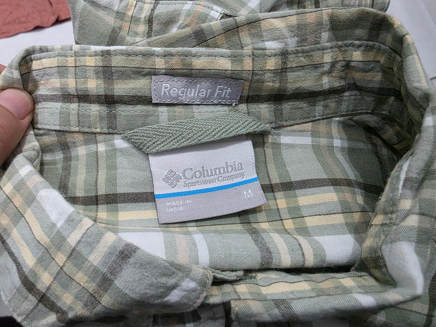 Camisa Columbia Mediana M Cuadro Verde Manga Corta