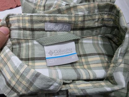 Camisa Columbia Mediana M Cuadro Verde Manga Corta