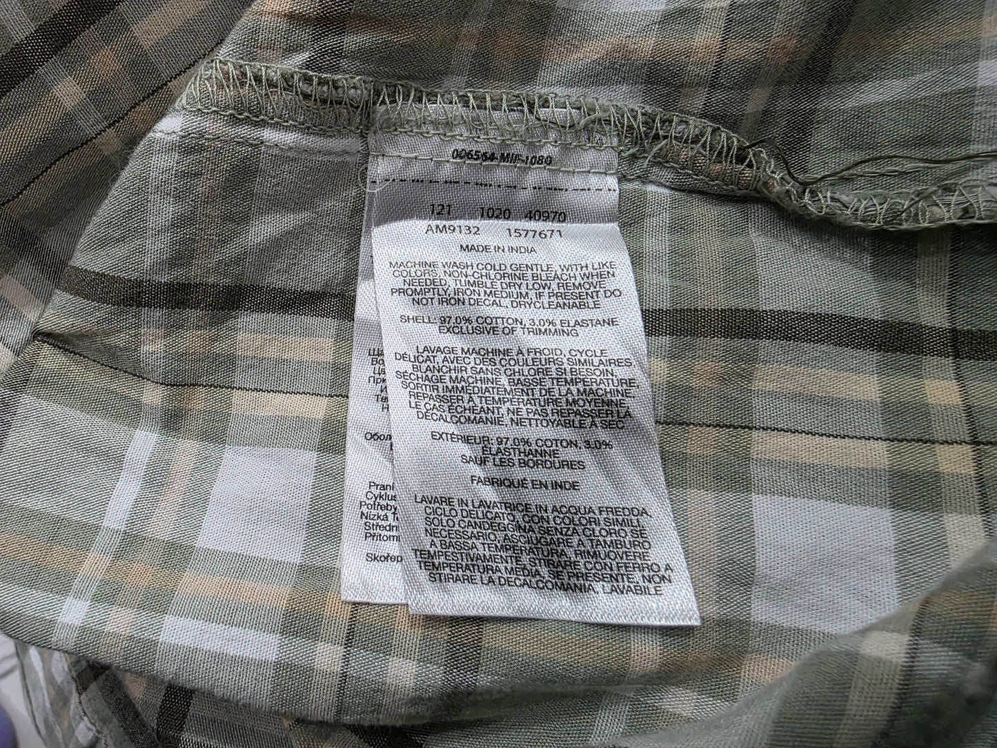 Camisa Columbia Mediana M Cuadro Verde Manga Corta