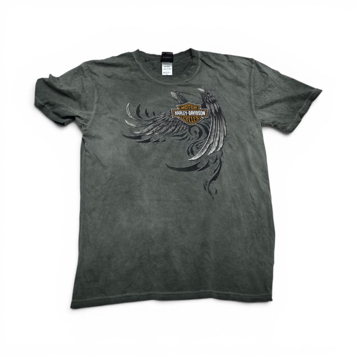 Playera Harley Davidson Grande L Verde Deslavada