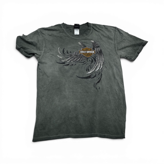 Playera Harley Davidson Grande L Verde Deslavada