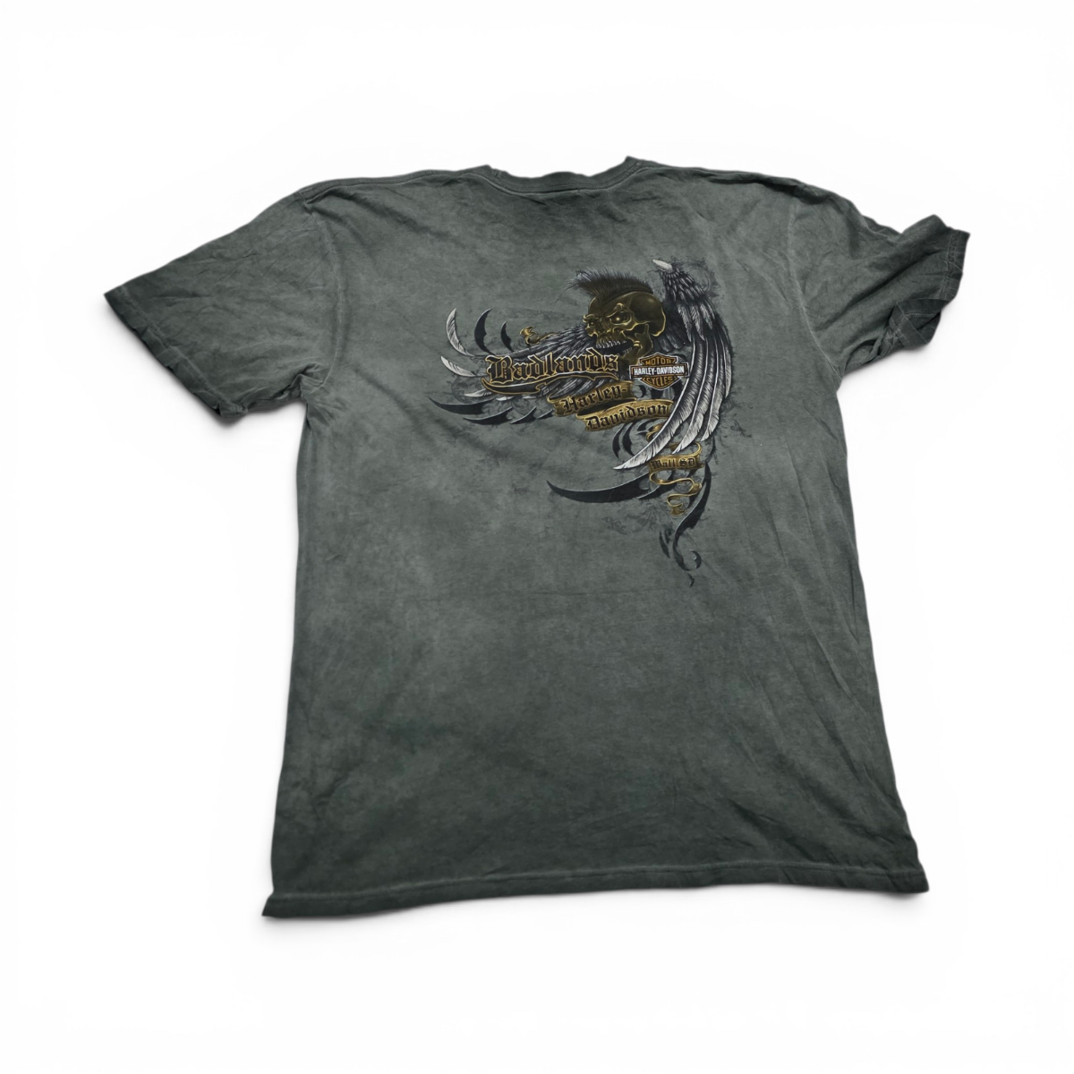 Playera Harley Davidson Grande L Verde Deslavada