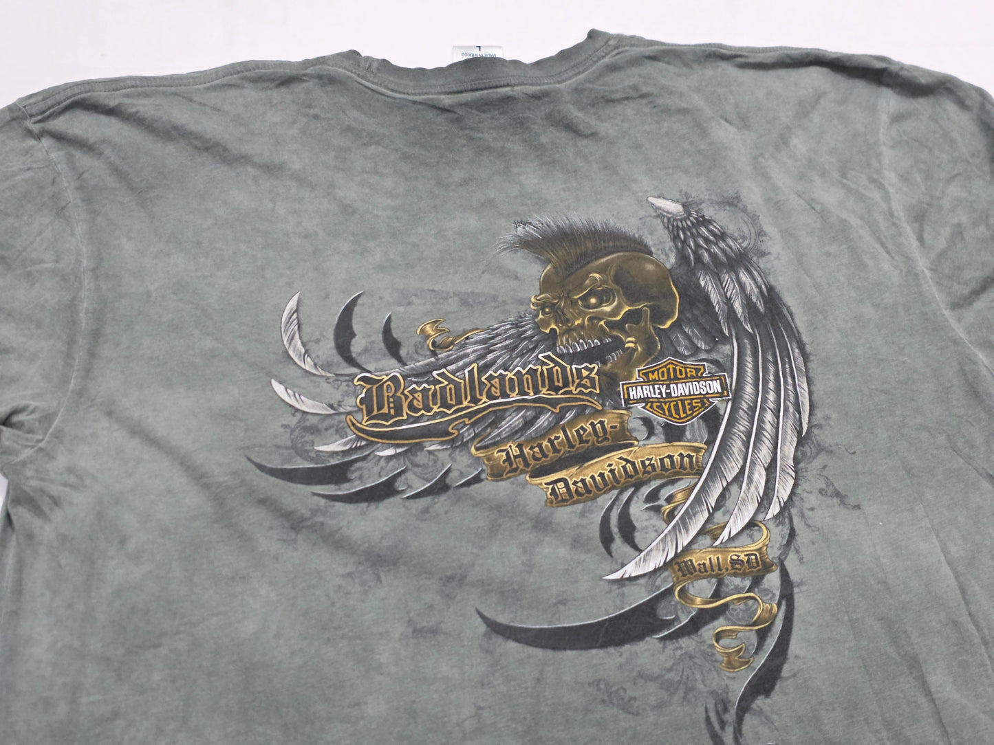 Playera Harley Davidson Grande L Verde Deslavada