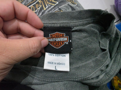 Playera Harley Davidson Grande L Verde Deslavada
