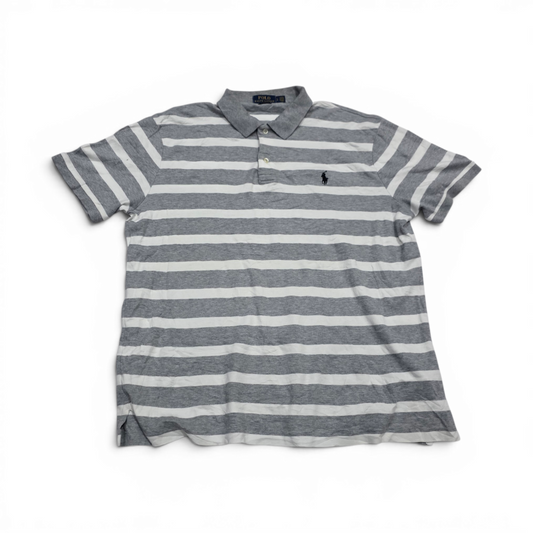 Playera Polo Ralph Lauren Grande L Gris Y Blanco Pony Azul