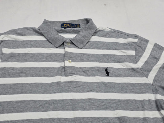 Playera Polo Ralph Lauren Grande L Gris Y Blanco Pony Azul