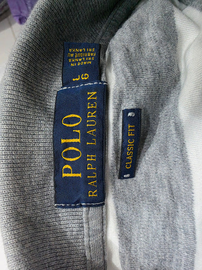 Playera Polo Ralph Lauren Grande L Gris Y Blanco Pony Azul