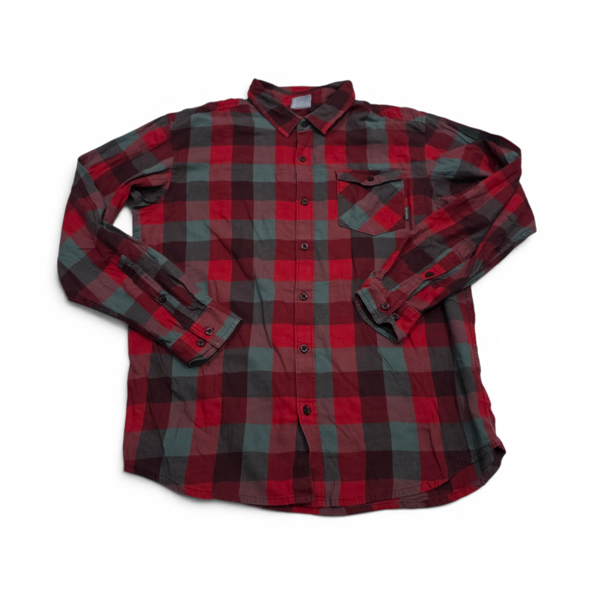 Camisa Columbia Grande L Cuadro Rojo Y Gris