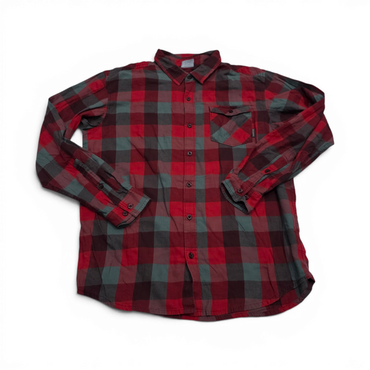 Camisa Columbia Grande L Cuadro Rojo Y Gris