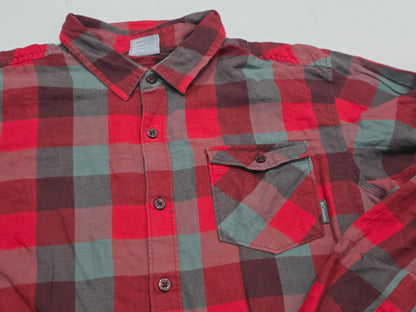 Camisa Columbia Grande L Cuadro Rojo Y Gris