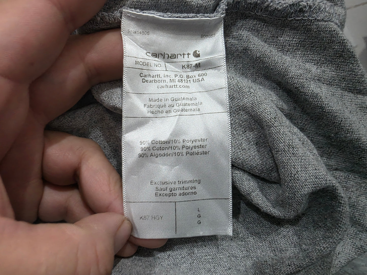 Playera Carhartt Grande L Gris Claro