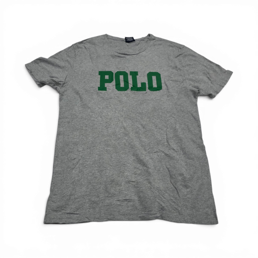 Playera Ralph Lauren Grande L Gris Letras Verde