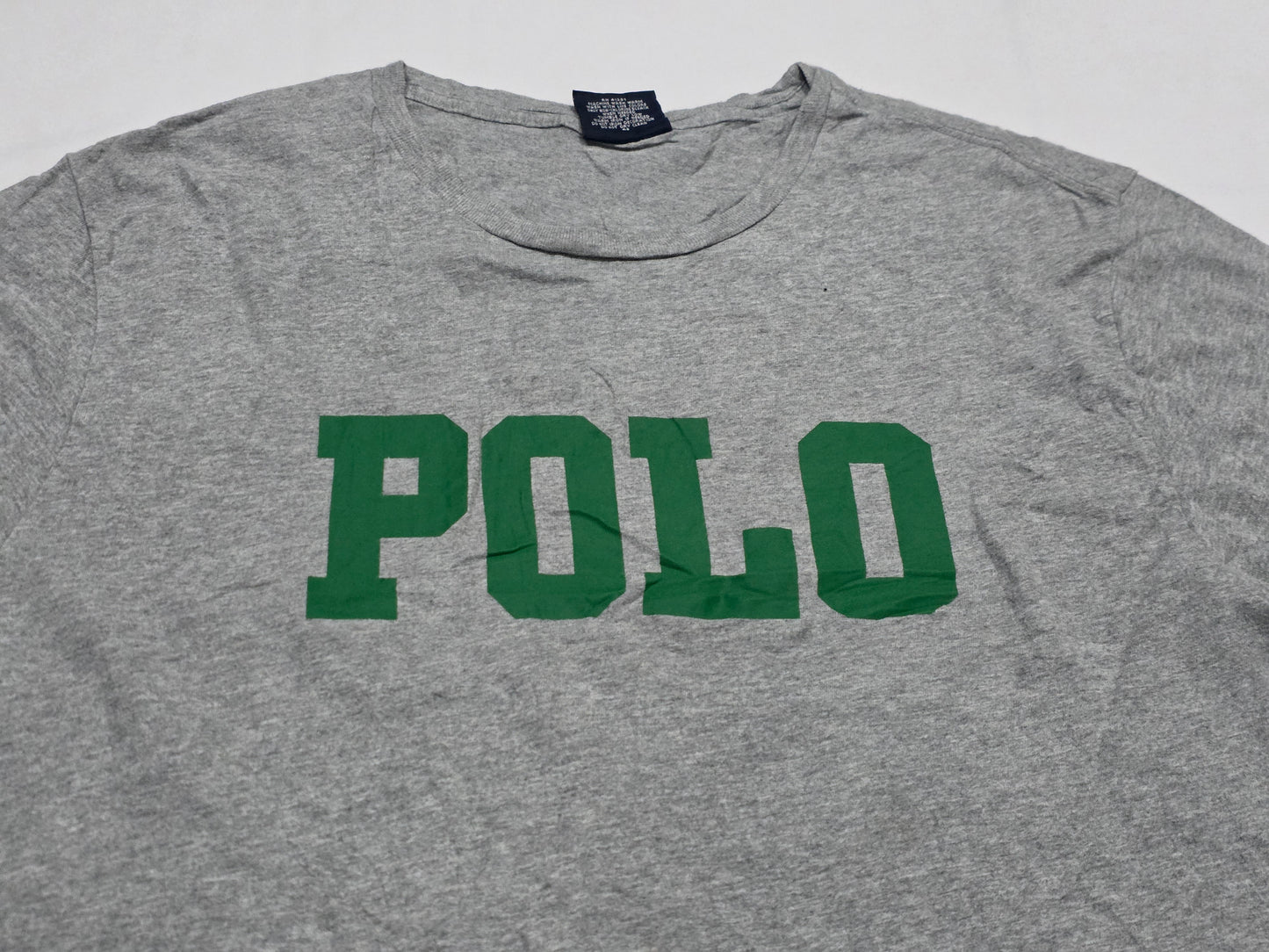 Playera Ralph Lauren Grande L Gris Letras Verde