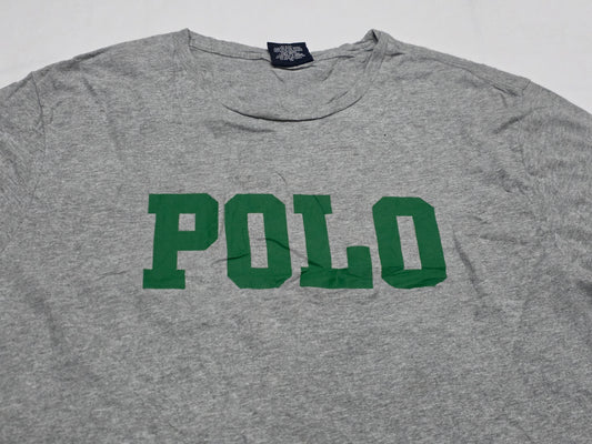 Playera Ralph Lauren Grande L Gris Letras Verde