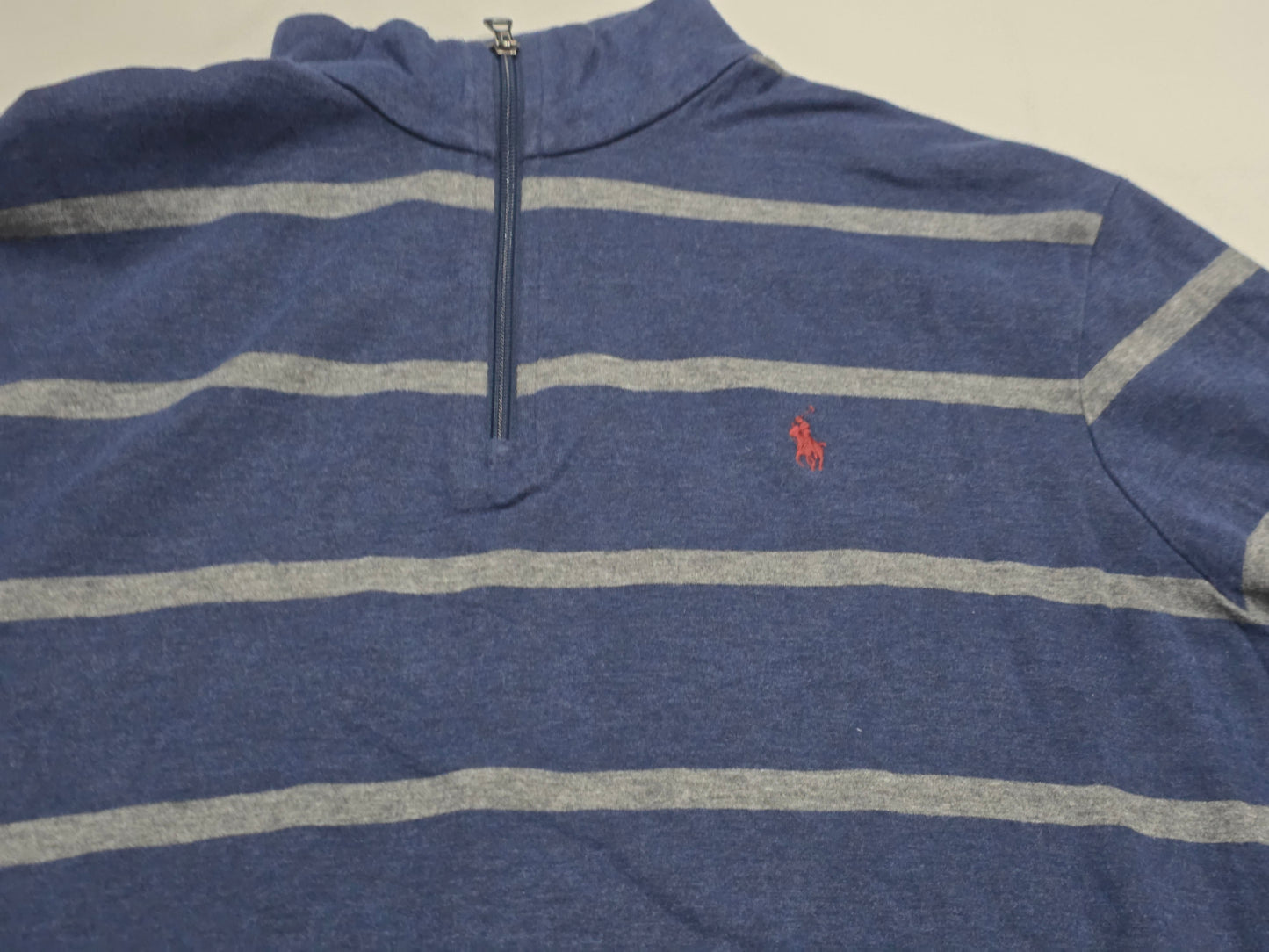 Sueter Ralph Lauren Grande L Azul Y Gris Pony Vino