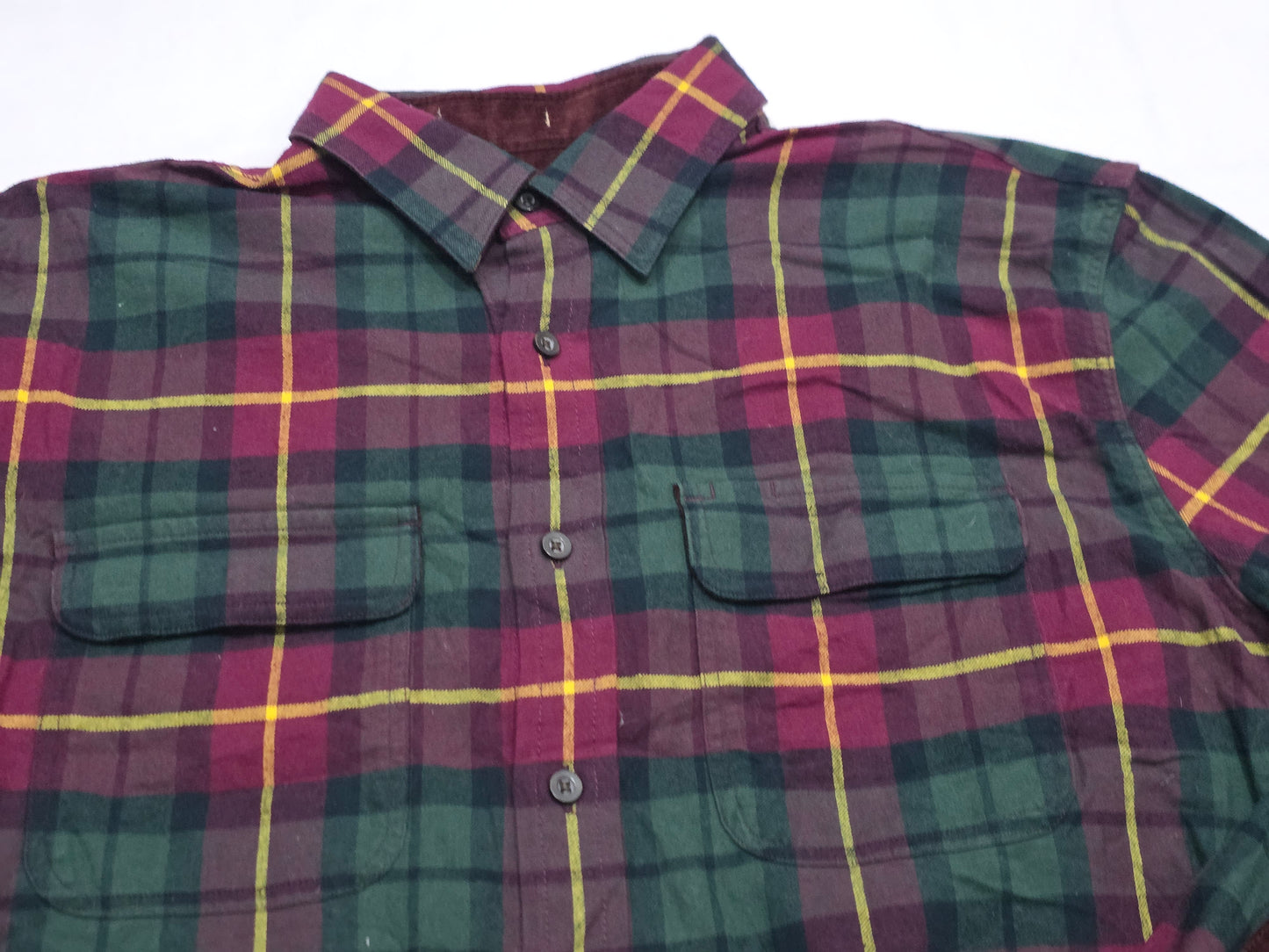 Camisa Banana Republic Grande L Cuadro Vino Y Verde