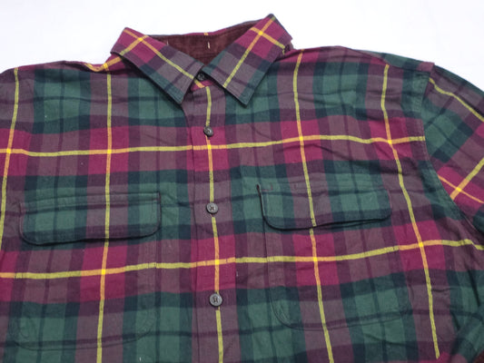 Camisa Banana Republic Grande L Cuadro Vino Y Verde
