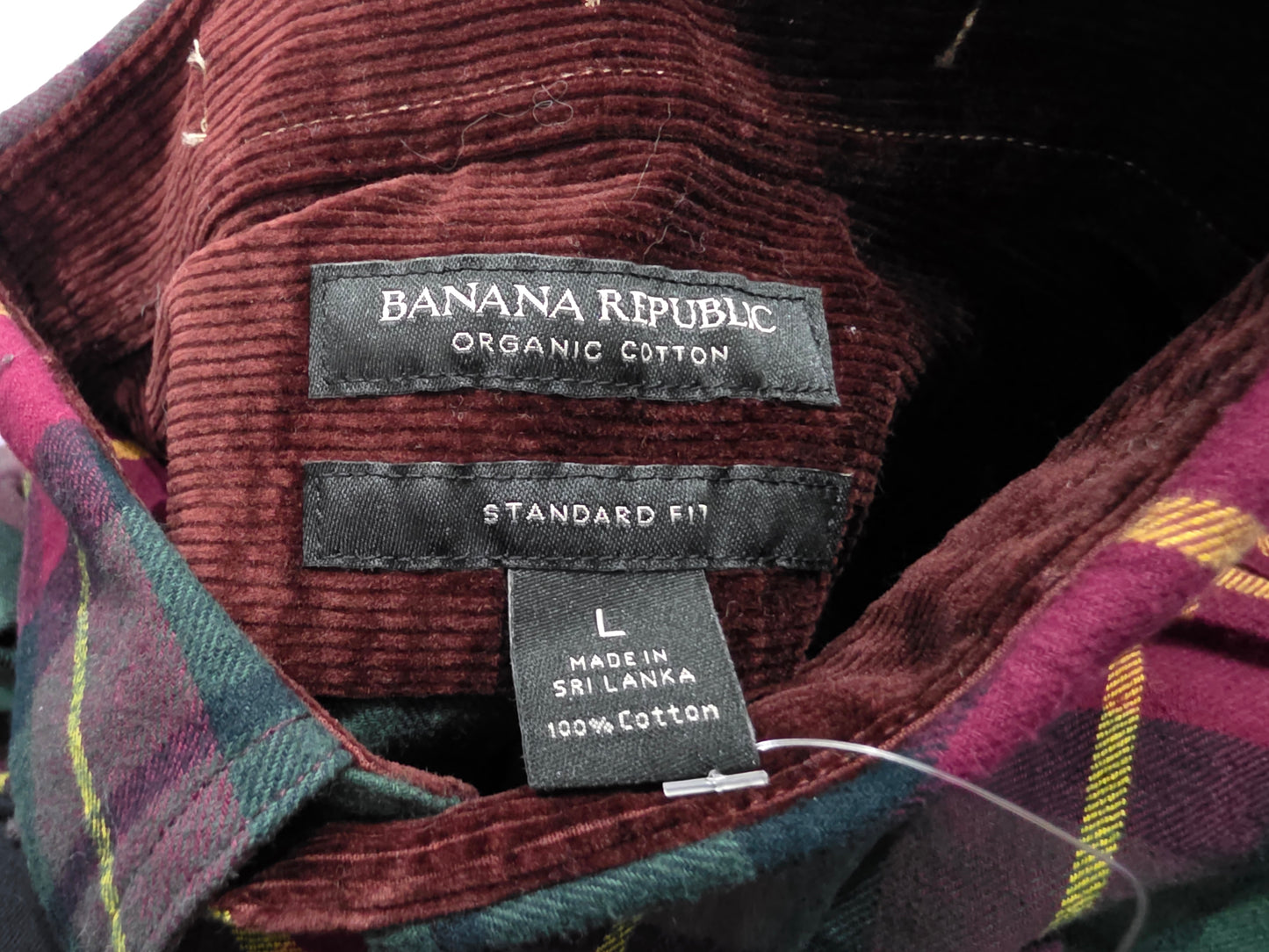 Camisa Banana Republic Grande L Cuadro Vino Y Verde
