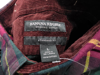 Camisa Banana Republic Grande L Cuadro Vino Y Verde
