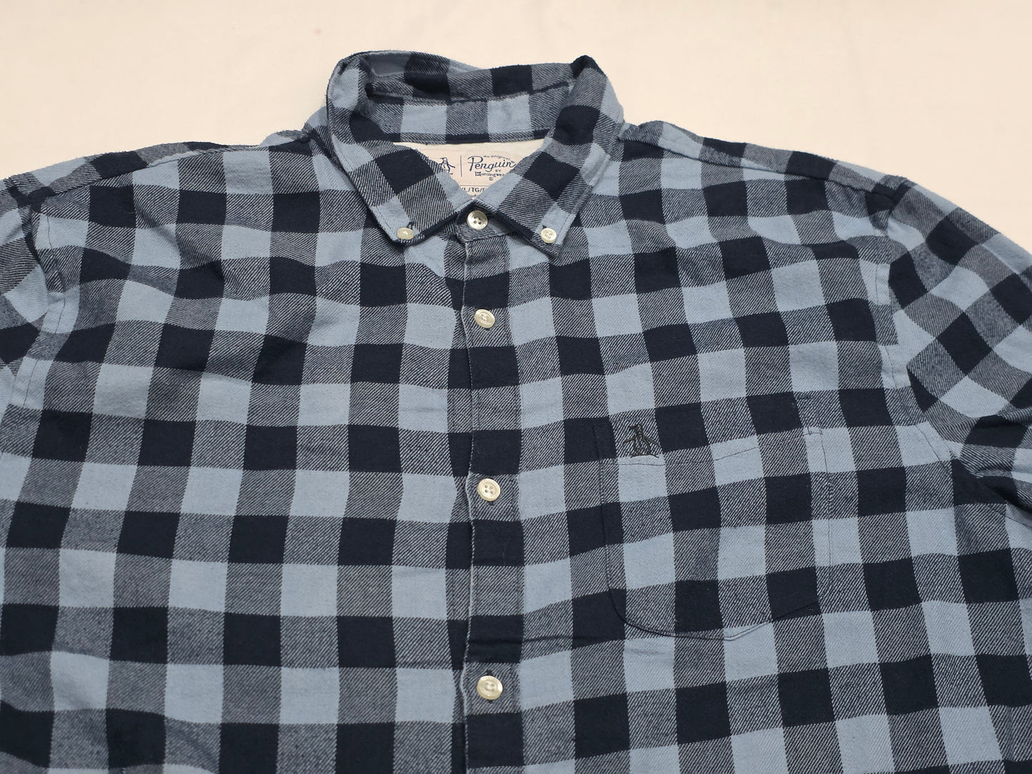 Camisa Penguin Xgrande Xl Azul Cuadros Franela
