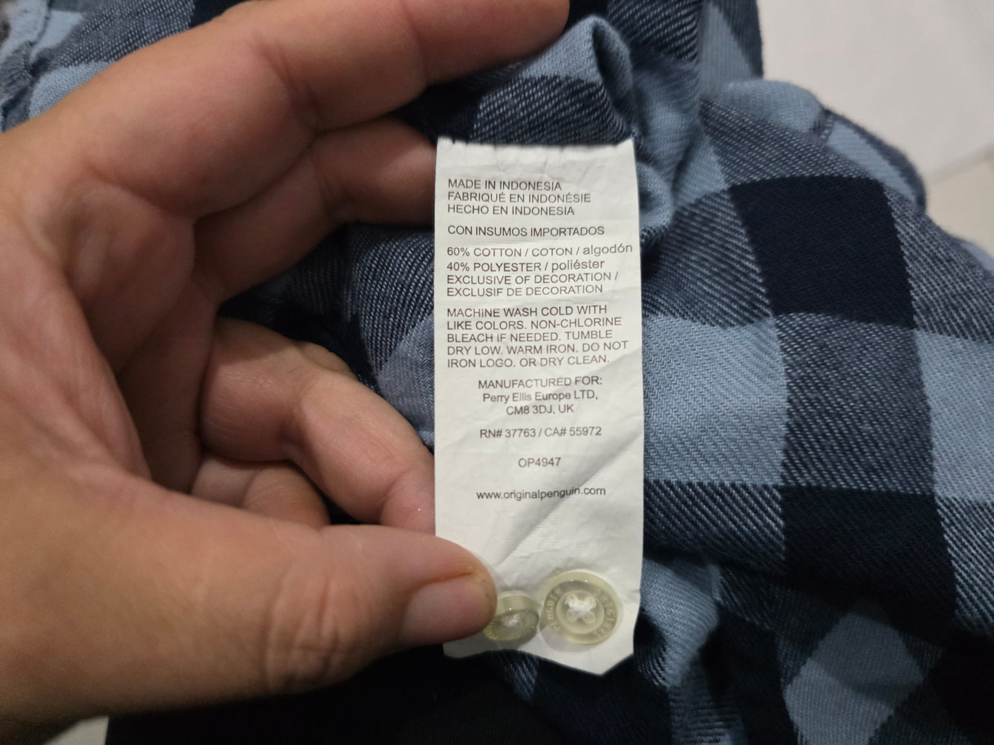Camisa Penguin Xgrande Xl Azul Cuadros Franela