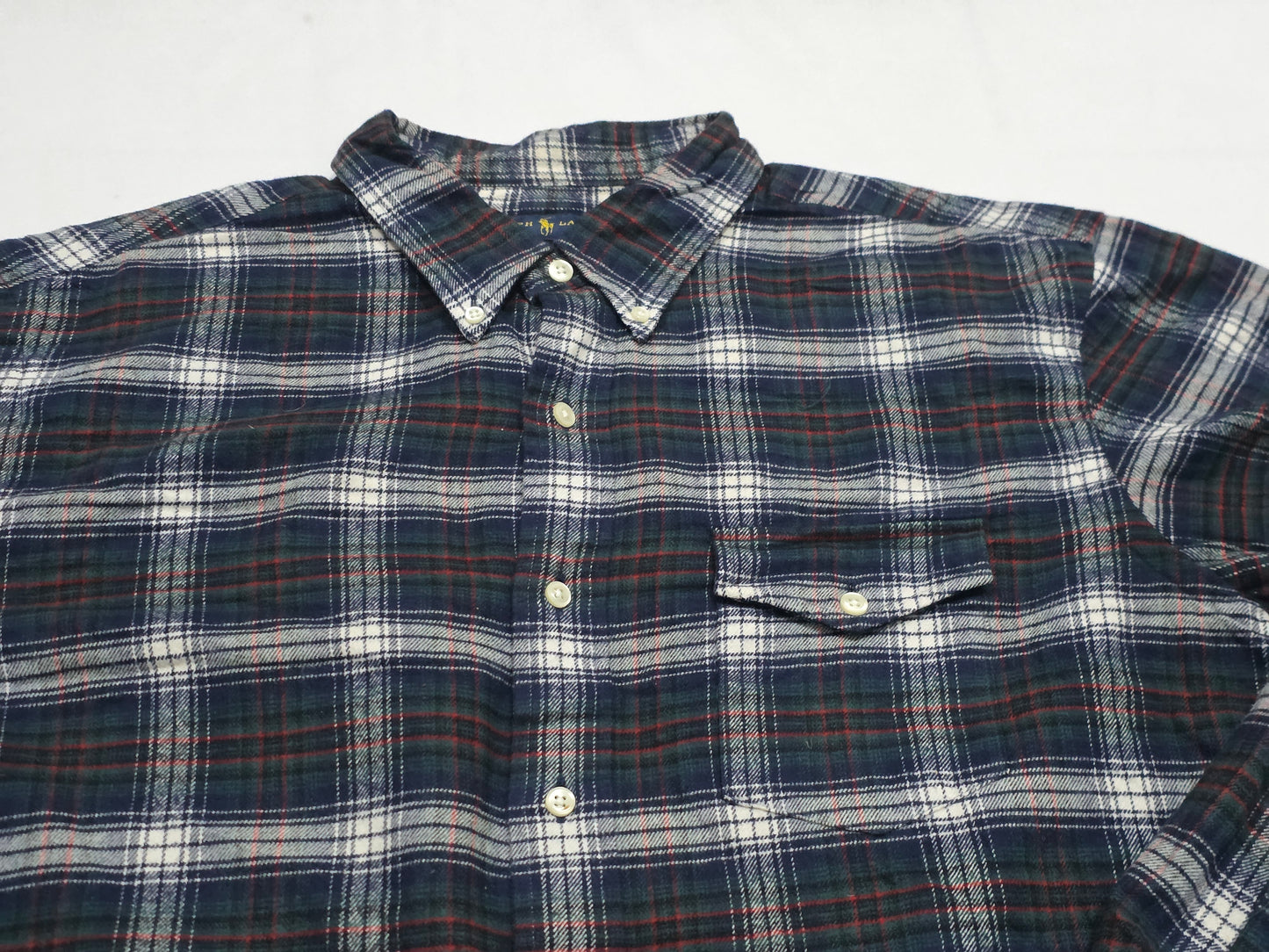 Camisa Ralph Lauren Xgrande Xl Cuadro Azul Y Verde Franela