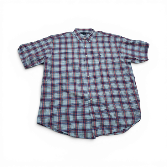 Camisa Ralph Lauren Xgrande Xl Cuadro Azul Claro Y Rojo