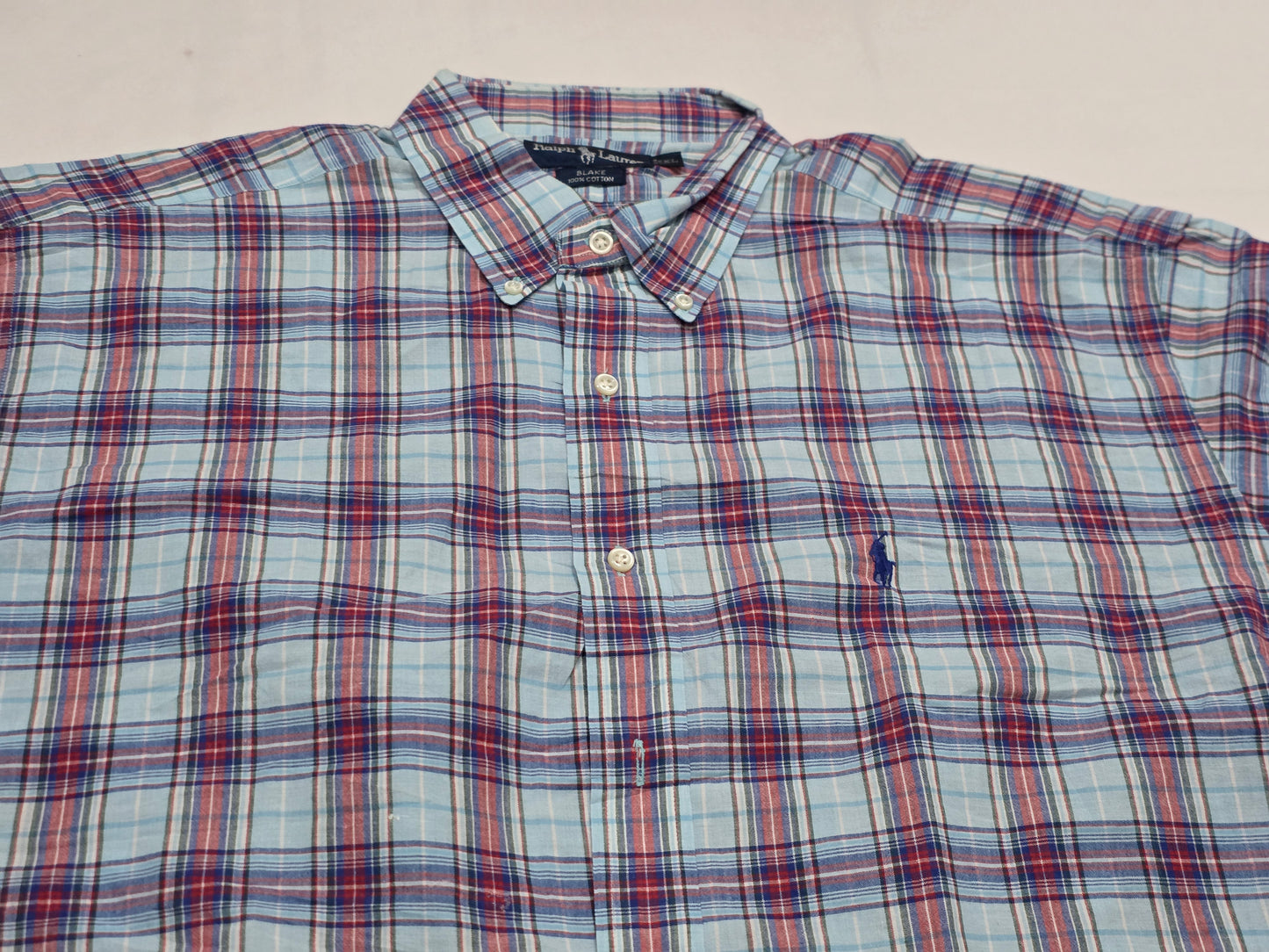 Camisa Ralph Lauren Xgrande Xl Cuadro Azul Claro Y Rojo