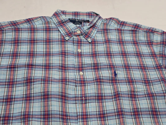 Camisa Ralph Lauren Xgrande Xl Cuadro Azul Claro Y Rojo